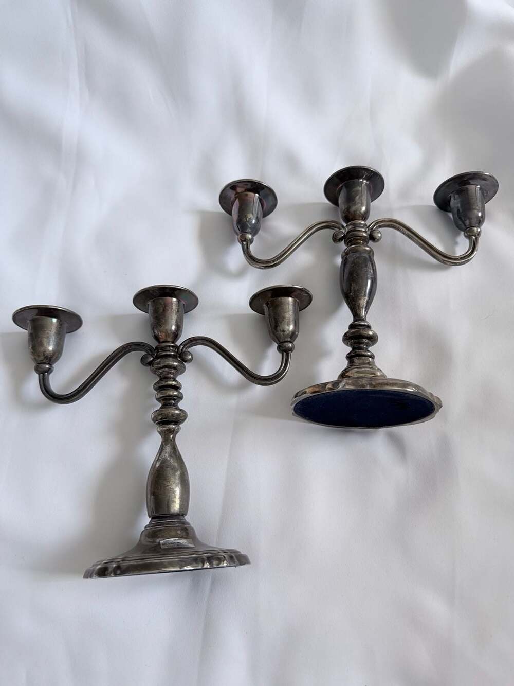 Vintage 3-Arm Silver Plated Candelabra Pair